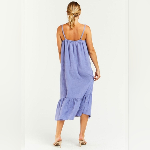 VELVET HEART ADELE SPAGHETTI STRAP GAUZY TIERED CAMI MIDI DRESS- Coral Size M - Picture 2 of 9